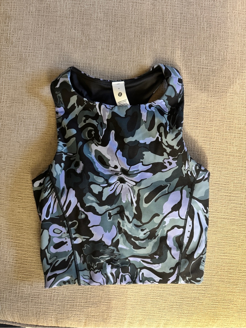 lululemon athletica Black Blue Purple Camouflage Crop Tank